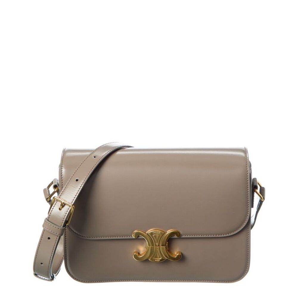 Celine Classique Triomphe Leather Shoulder Bag, Grey